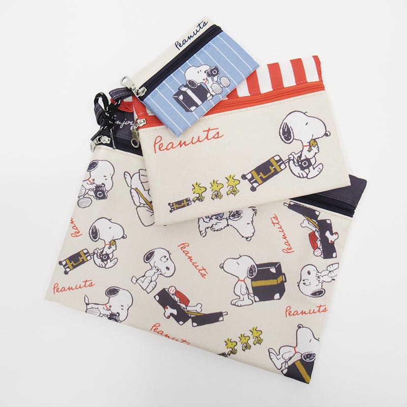 PEANUTS 3連ポーチ enjoy your trip スヌーピー